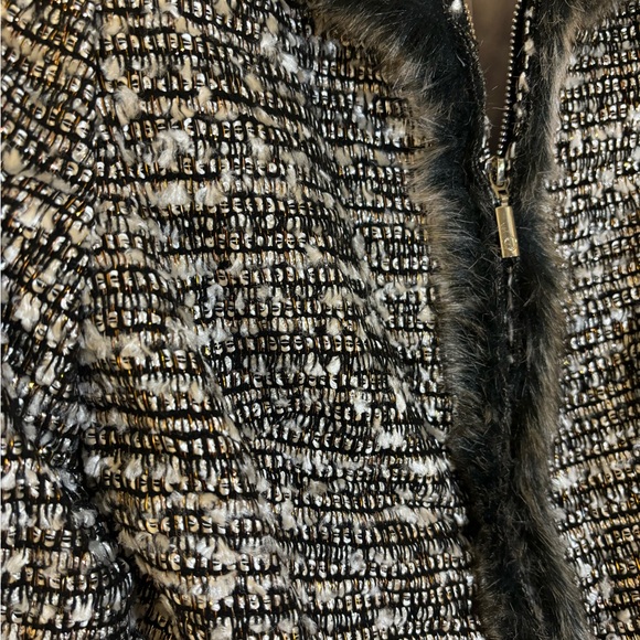 Stella & Jamie Black, White, and Silver zipper blazer - Picture 2 of 7